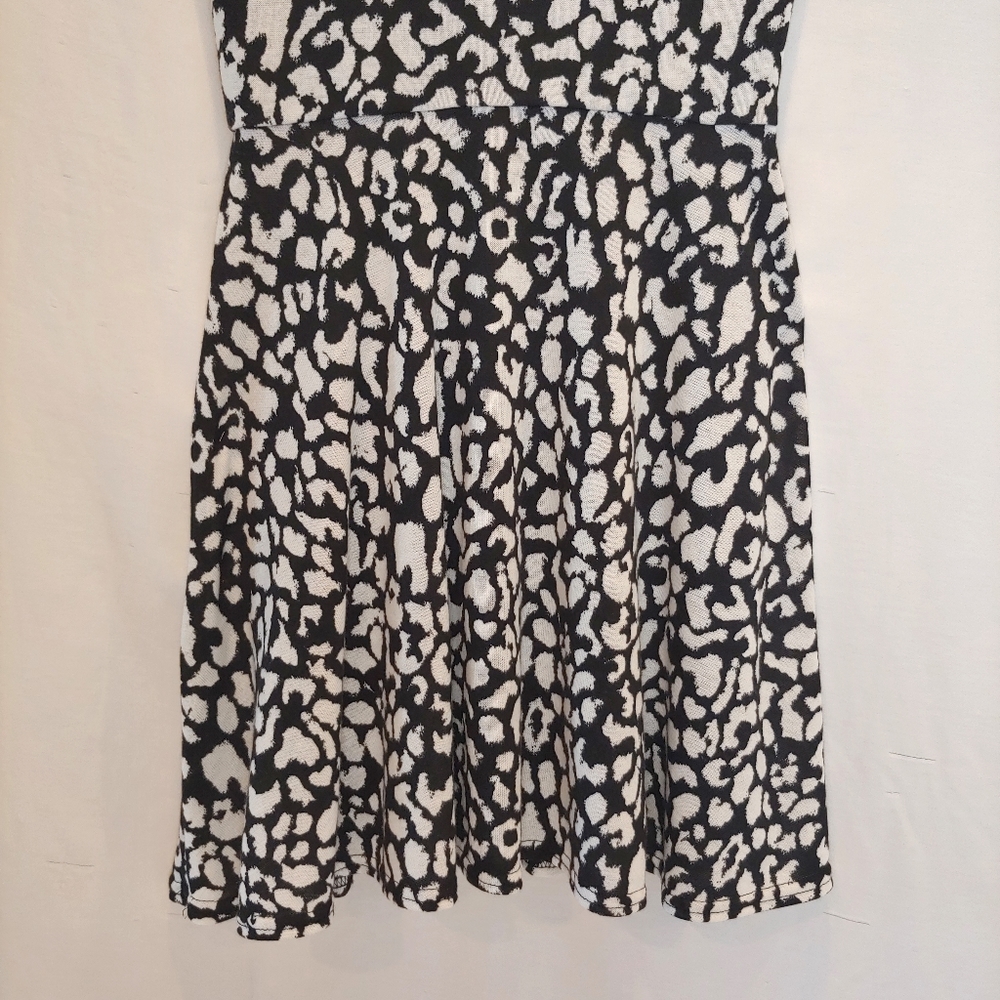 Aqua Black White Leopard Print Spotted Mini Dress - Picture 6 of 7